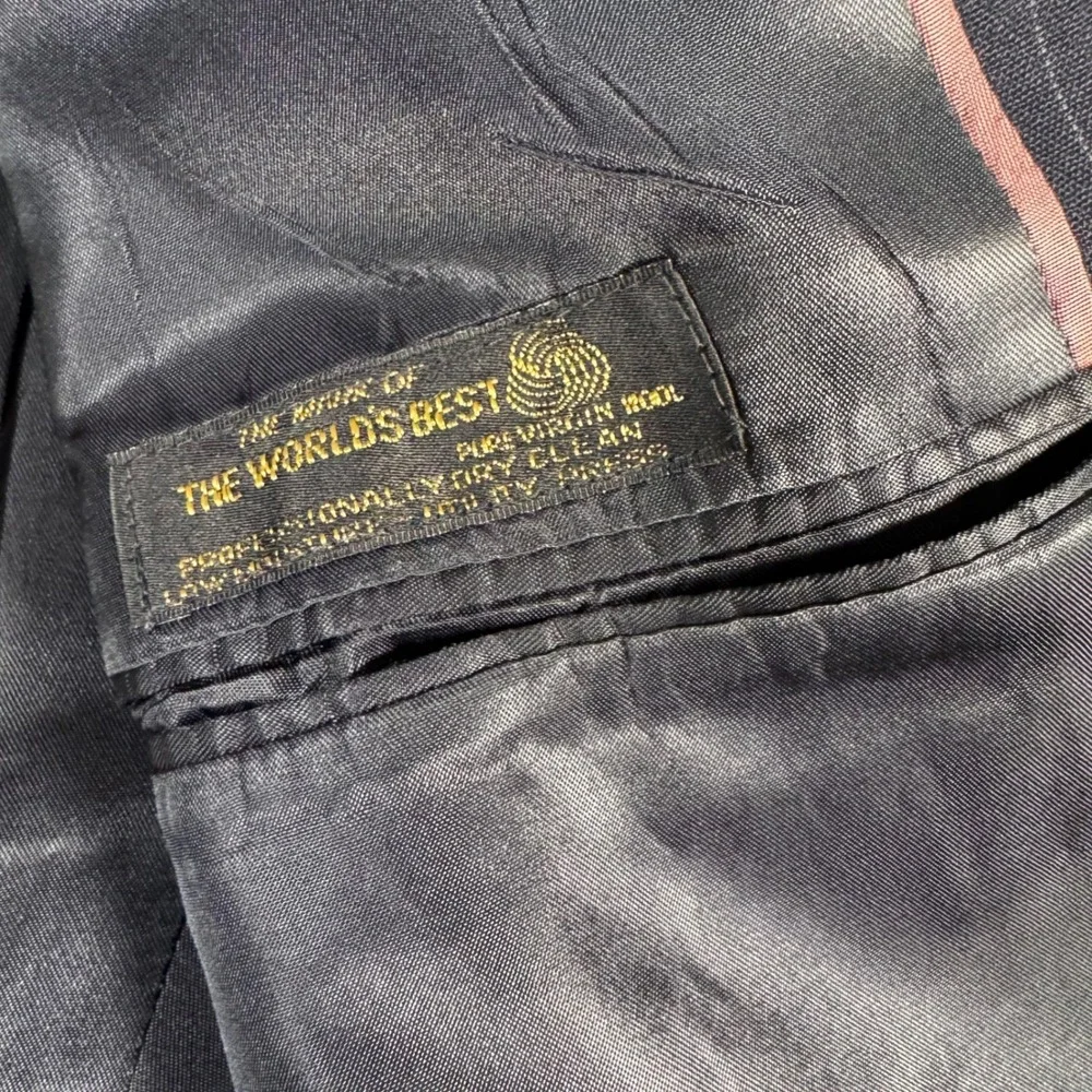 Vintage Graham‎ & Gunn Suit Jacket Mens 40R Navy Blue Pinstripe Blazer Wool 1990
